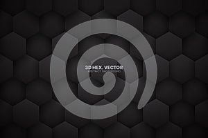 Dark Gray 3D Vector Tech Hexagonal Blocks Pattern Abstract Background