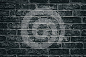 Dark gray brick wall close-up texture - rough brickwork background