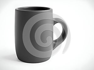 Dark Gray Ceramic Mug on White Surface, Studio Shot