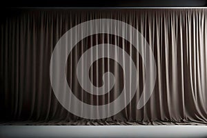 dark gray curtain with spotlight and wood floor. Stage background.