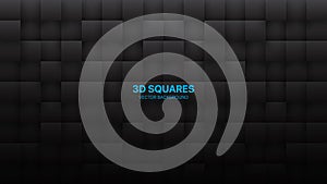 Dark Gray 3D Vector Squares Grid Pattern Abstract Background