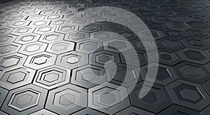 Dark Gray Hexagonal Pattern with Depth and Shadow geometric
