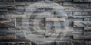 Dark gray stone wall texture rectangular slate tiles for construction and design. Generative AI