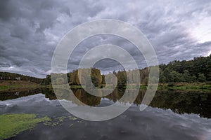 dark gray storm clouds after the rain