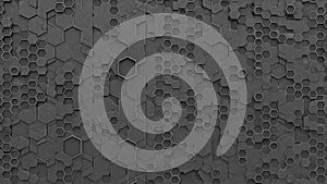 Dark gray textured background of interlocking hexagonal geometric shapes pattern