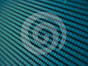 green background with binary code numbers. Data Breach, Malware, Cyber Attack concept