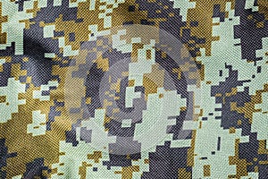 Dark green Camouflage khaki texture with pixels background. Army and military concept