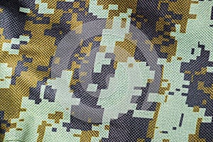 Dark green Camouflage khaki texture with pixels background. Army and military concept