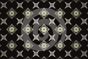 Dark green checkered pattern of squares and crosses on a black background.