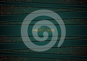 Dark green and golden abstract tech geometric background