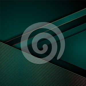 Dark green and golden abstract tech geometric background