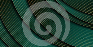 Dark green and golden abstract tech geometric wavy background