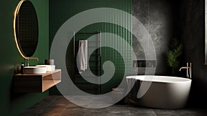 Dark Green Luxury Bathroom Design, Herbal. grey