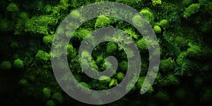 Dark Green Moss. Forest Mossy Texture. Generative AI