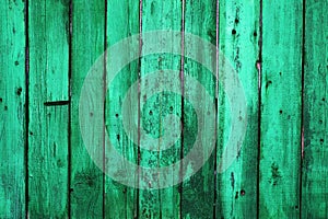 Dark green old wooden boards. Backgrounds and textures fence painted. Front view. Attract beautiful vintage background.