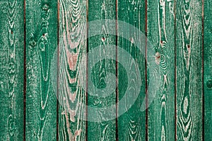 Dark green old wooden boards. Backgrounds and textures fence painted. Front view. Attract a beautiful vintage background