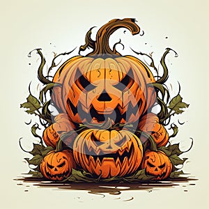 Dark Green Pumpkin Background Illustration