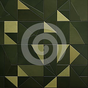 Dark Green Tile With Gold And Copper Geometric Shapes photo