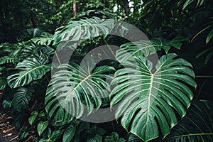 Dark Green Tropical Leaf Texture Background