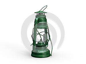 Dark green vintage oil lamp - lantern