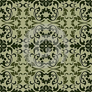 Dark green vintage wallpaper pattern