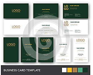 Dark Green and Yellow Gold Business Card Template