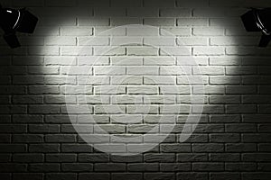 Dark and grey brick wall with heart shape light effect and shadow, abstract background photo, lighting equipment