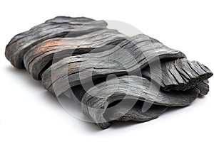 Dark Charcoal Wood Pieces, Close-up Texture