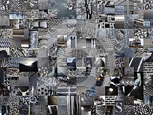 DARK GREY patchwork photomontage background photo