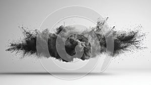 Black Powder Explosion Cloud on White Background