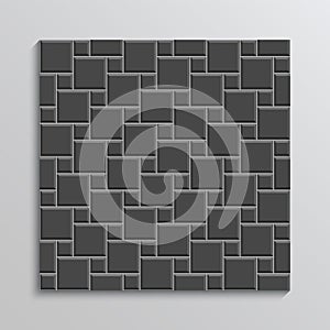 Dark grey rectangle brickwall. Seamless brick texture. Metro background. Ceramic pattern