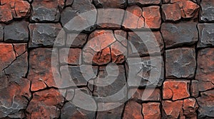 Dark Grey and Red Irregular Stone Wall Texture