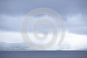 Dark grey sky storm weather in Gourock Inverclyde coast Scotland