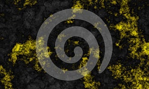 Dark grunge texture with noise and yellow spots in black colors.