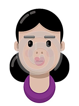 Dark Hair Woman Flat Vector Illustration Icon Vector