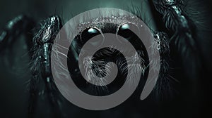 A Dark Hairy Spider Close Up Image