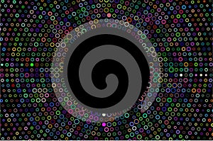 Dark  halftone geometric circles, shapes. Interesting mosaic background