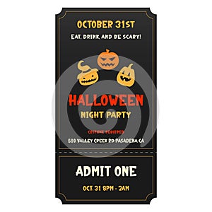 Dark Halloween party ticket