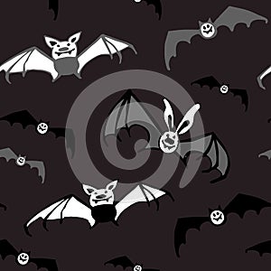 Dark Halloween seamless vector pattern with bats.