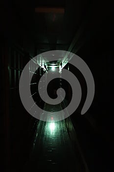 A dark hallway in a Japanese ryokan