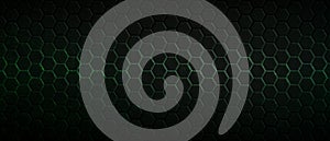 Dark hexagon background and green light