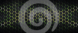 Dark hexagon background and yellow light