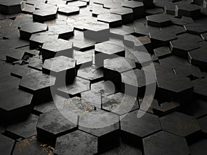 Dark hexagon pattern abstract background texture