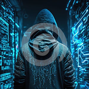 Dark Hooded Hacker , Master of the Digital Underworld, Generative Ai