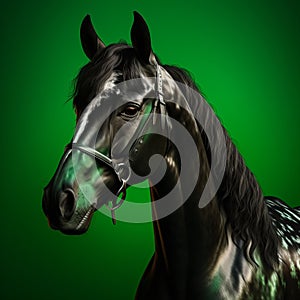 Hyperrealistic Black Horse 3d Render With Liquid Metal Aesthetic photo
