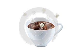 Dark hot chocolate drink on a white isolated background photo