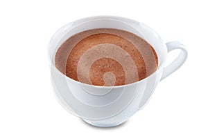 Dark hot chocolate drink on a white isolated background photo