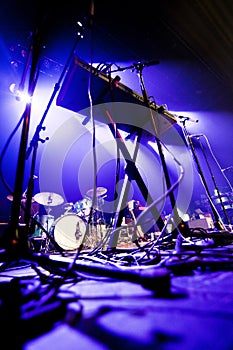 Dark image of a stage ready for a music band live performance