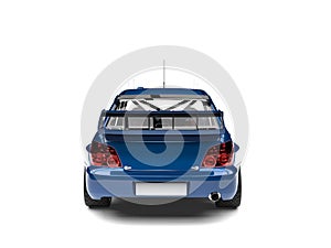 Dark imperial blue modern touring race car - back view