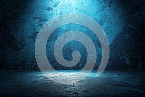 Dark industrial concrete floor and wall texture background with dramatic light.